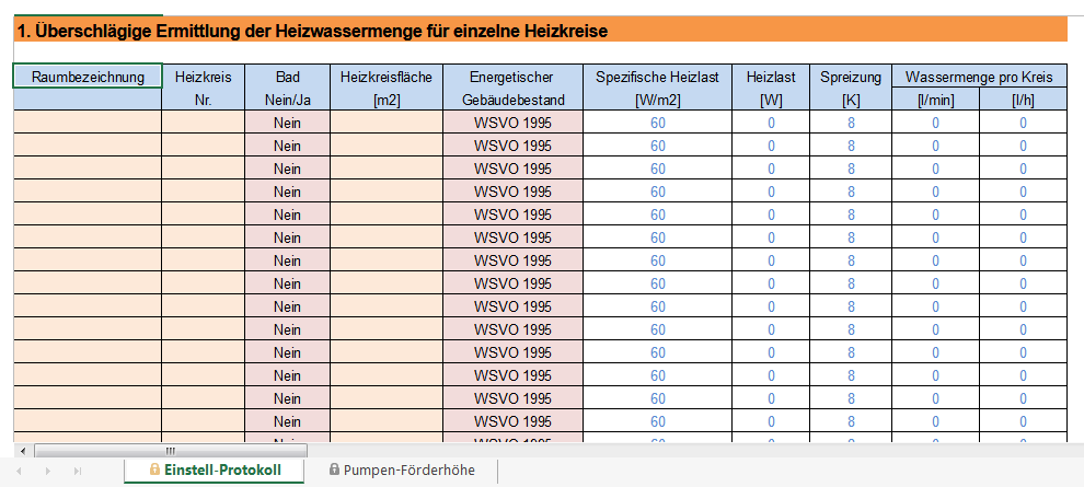 Der Rechner zum hydraulischen Abgleich für Flächenheizungen vom BVF