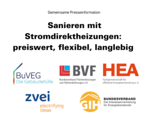 Gemeinsame Pressemeldung: Sanieren mit Stromdirektheizungen: preiswert, flexibel, langlebig