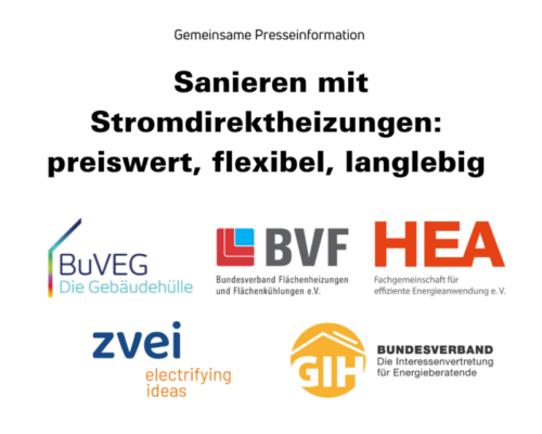 Gemeinsame Pressemeldung: Sanieren mit Stromdirektheizungen: preiswert, flexibel, langlebig
