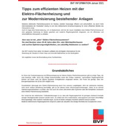 BVF Infoblatt: Tipps zum effizienten Heizen mit der Elektro-Flächenheizung und zur Modernisierung bestehender Anlagen