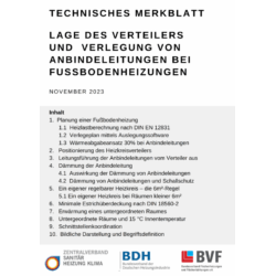 Technisches Merkblatt 'Lage des Verteilers und Verlegung von Anbindeleitungen bei Fußbodenheizungen'
